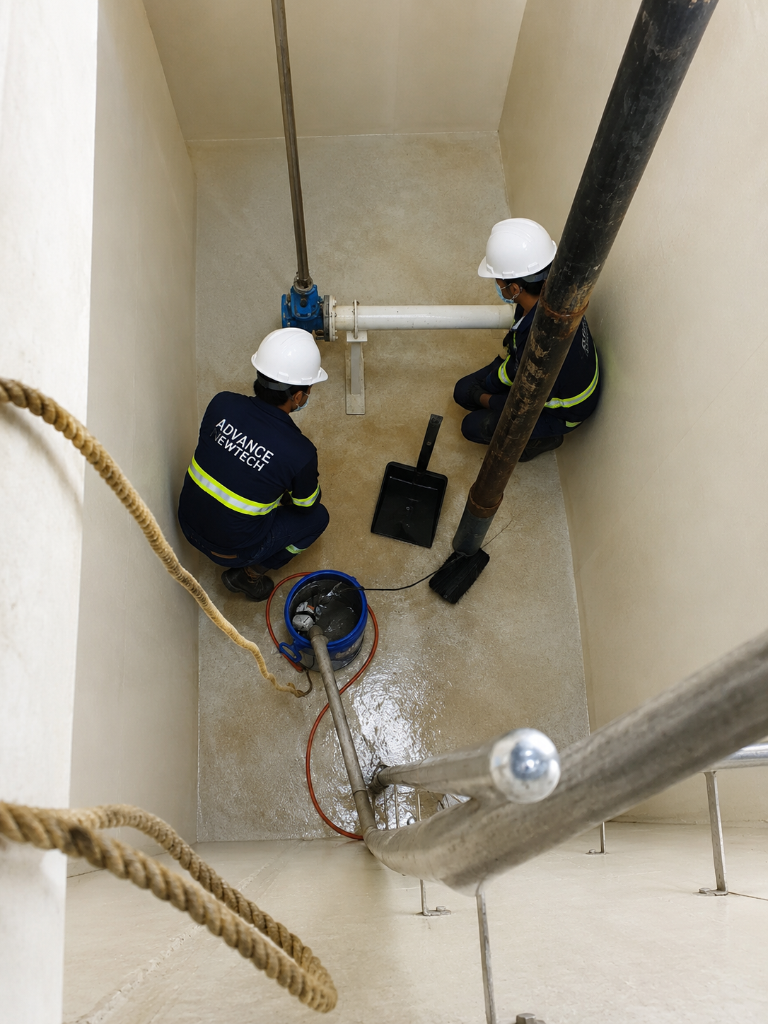 Chemical disinfection of a water storage tank